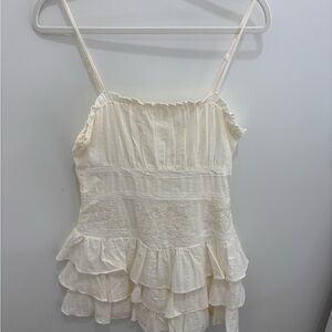 Elegant Cream Ruffle Dress